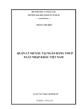 Luận văn thạc sĩ kinh tế quản lý nợ xấu tại ngân hàng tmcp xuất nhập khẩu việt nam