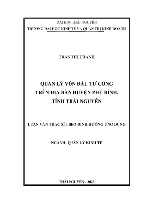Quản lý vốn đầu tư công trên địa bàn huyện phú bình tỉnh thái nguyên