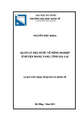 Quản lý nhà nước về nông nghiệp ở huyện mang yang tỉnh gia lai
