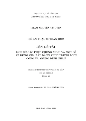 Lịch sử các phép chứng minh và một số áp dụng của bất đẳng thức trung bình cộng và trung bình nhân