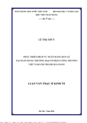 Phát triển dịch vụ ngân hàng bán lẻ tại ngân hàng thương mại cổ phần công thương việt nam chi nhánh hà giang