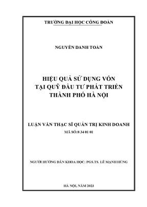 Hiệu quả sử dụng vốn tại quỹ đầu tư phát triển thành phố hà nội