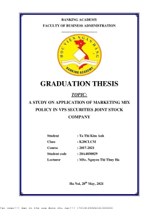 A study on application of marketing mix policy in vps securities joint stock company