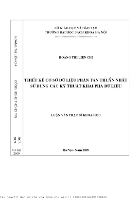Thiết kế ơ sở dữ liệu phân tán thuần nhất sử dụng các kỹ thuật khai phá dữ liệu