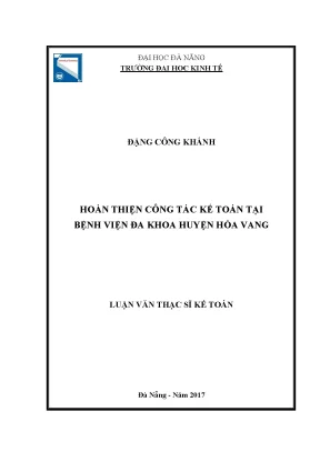 Hoàn thiện công tác kế toán tại bệnh viện đa khoa huyện hòa vang