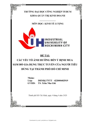 Các yếu tố ảnh hưởng đến ý định mua sắm đồ gia dụng trực tuyến của người tiêu dùng tại thành phố hồ chí minh