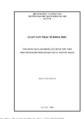 Ứng dụng matlab trong xây dựng thư viện một số hàm hỗ trợ giải bài tập lý thuyết mạh