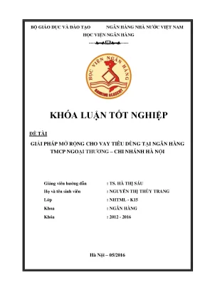 Giải pháp mở rộng cho vay tiêu dùng tại các ngân hàng tmcp ngoại thương chi nhánh hà nội