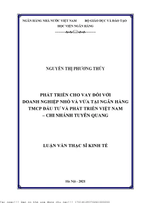 Phát triển cho vay đối với doanh nghiệp nhỏ và vừa tại ngân hàng thương mại cổ phần đầu tư và phát triển việt nam chi nhánh tuyên quang