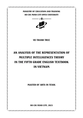 An analysis of the representation of multiple intelligences theory in the fifth grade english textbook in vietnam