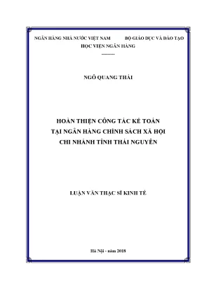 Hoàn thiện công tác kế toán tại ngân hàng chính sách xã hội chi nhánh tỉnh thái nguyên