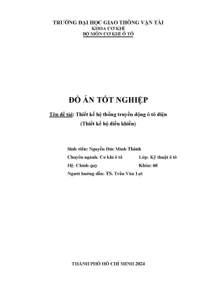 Thiết kế hệ thống truyền động ô tô điện thiết kế bộ điều khiển
