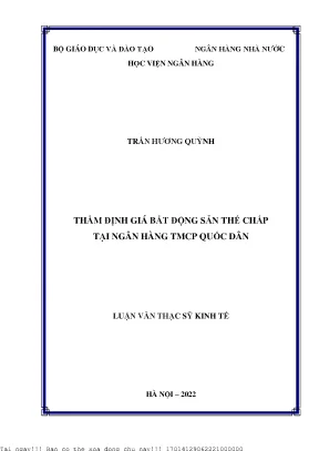 Thẩm định giá bất động sản thế chấp tại ngân hàng tmcp quốc dân