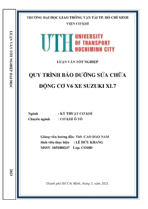 Quy trình bảo dưỡng sửa chữa động cơ v6 xe suzuki xl7
