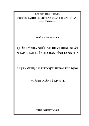 Quản lý nhà nước về hoạt động xuất nhập khẩu trên địa bàn tỉnh lạng sơn