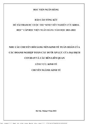 Nhu cầu chuyển đổi sang nền kinh tế tuần hoàn của các doanh nghiệp toàn cầu dưới áp lực của đại dịch covid 19 và các bên liên quan