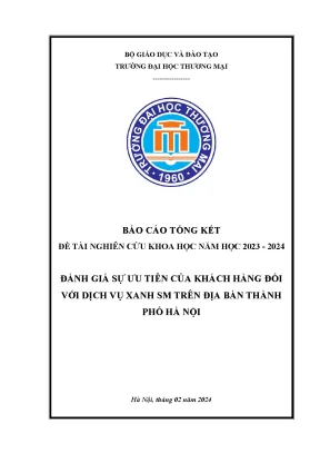 Đánh giá sự ưu tiên của khách hàng đối với dịch vụ xanh sm trên địa bàn thành phố hà nội