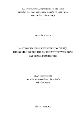 Vai trò của nhân viên công tác xã hội trong việc hỗ trợ trẻ em khuyết tật vận động tại thành phố bến tre