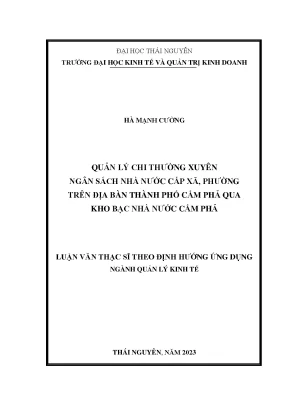 Quản lý chi thường xuyên ngân sách nhà nước cấp xã phường trên địa bàn thành phố cẩm phả qua kho bạc nhà nước cẩm phả