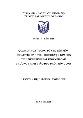 Quản lý hoạt động tổ chuyên môn ở các trường tiểu học huyện kim sơn tỉnh ninh bình đáp ứng yêu cầu chương trình giáo dục phổ thông 2018