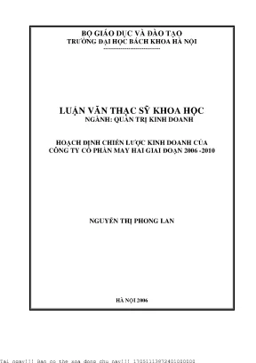 Hoạh định chiến lược kinh doanh của công ty cổ phần may hai giai đoạn 2006 2010