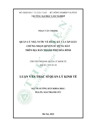Quản lý nhà nước về đăng ký và cấp giấy chứng nhận quyền sử dụng đất trên địa bàn thành phố hòa bình