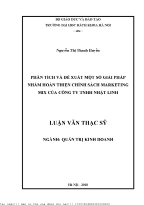 Phân tíh và đề xuất một số giải pháp nhằm hoàn thiện chính sách marketing mix của công ty tnhh nhật linh