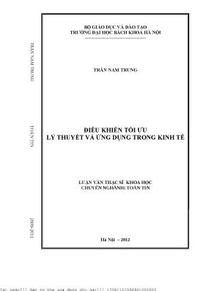 Điều khiển tối ưu lý thuyết và ứng dụng trong kinh tế
