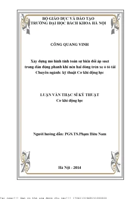 Xây dựng mô hình tính toán sự biến đổi áp suất trong dẫn động phanh khí nén hai dòng trên xe ô tô tải