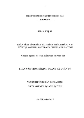 Phân tích tình hình tài chính khách hàng vay vốn tại ngân hàng vpbank chi nhánh hà tĩnh