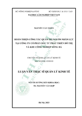 Hoàn thiện công tác quản trị nguồn nhân lực tại công ty cổ phần đầu tư phát triển đô thị và khu công nghiệp sông đà