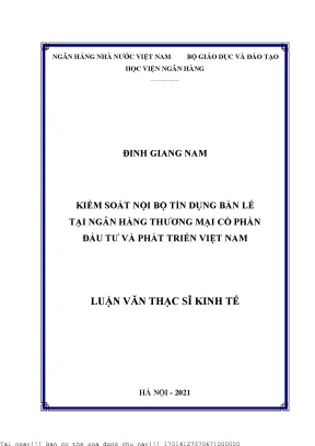 Kiểm soát nội bộ tín dụng bán lẻ tại ngân hàng thương mại cổ phần đầu tư và phát triển việt nam