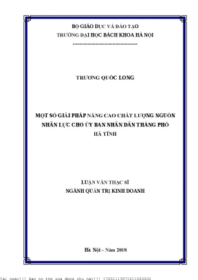 Một số giải pháp nâng ao chất lượng nguồn nhân lực cho ubnd thành phố hà tĩnh