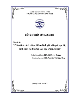 Phân tích cách chấm điểm đánh giá kết quả học tập sinh viên tại trường đại học quảng nam điểm cao