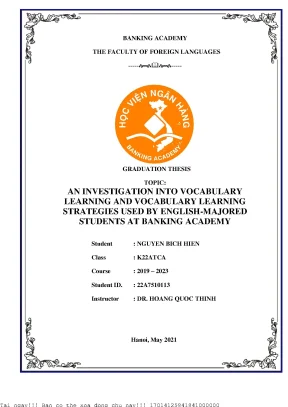 An investigation into vocabulary learning and vocabulary learning strategies used by english majored students at banking academy