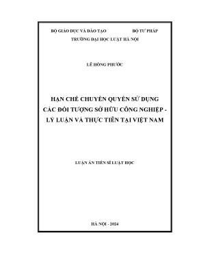 Hạn chế chuyển quyền sử dụng các đối tượng sở hữu công nghiệp lý luận và thực tiễn tại việt nam