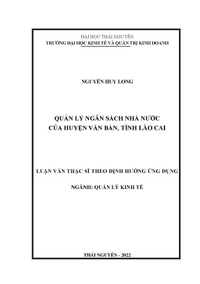 Quản lý ngân sách nhà nước của huyện văn bàn tỉnh lào cai