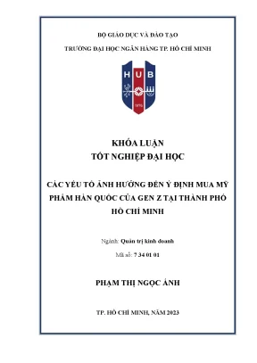 Các yếu tố ảnh hưởng đến ý định mua mỹ phẩm hàn quốc của gen z tại thành phố hồ chí minh