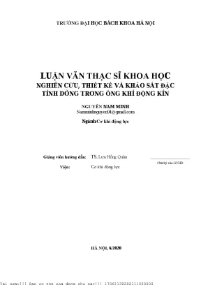 Nghiên ứu thiết kế và khảo sát đặ tính dòng trong ống khí động kín