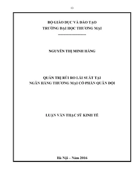 Luận văn thạc sĩ kinh tế quản trị rủi ro lãi suất tại ngân hàng thương mại cổ phần quân đội
