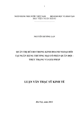 Quản trị rủi ro trong kinh doanh ngoại hối tại ngân hàng thương mại cổ phần quân đội thực trạng và giải pháp