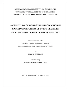 A case study of word stress production in speaking performance by efl learners at a language center in ho chi minh city