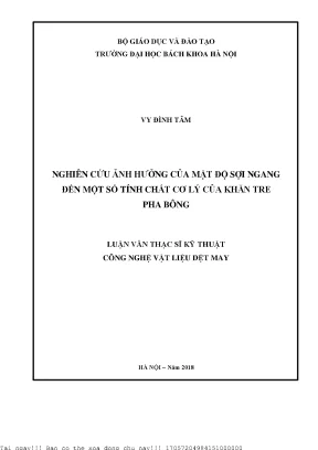 Nghiên ứu ảnh hưởng của mật độ sợi ngang đến một số tính chất cơ lý của khăn tre pha bông