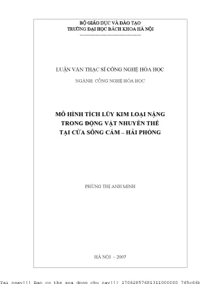 Mô hình tíh luỹ kim loại nặng trong động vật nhuyễn thể tại ửa sông cấm hải phòng