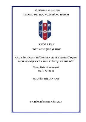 Các yếu tố ảnh hưởng đến quyết định sử dụng dịch vụ gojek của sinh viên tại thành phố thủ đức