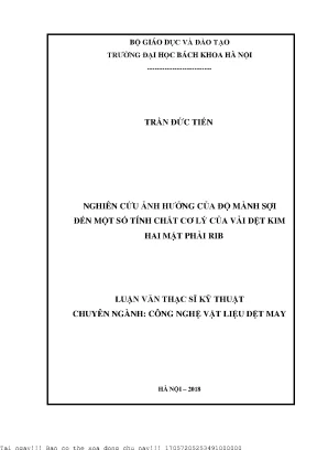 Nghiên ứu ảnh hưởng của độ mảnh sợi đến một số tính chất cơ lý của vải dệt kim hai mặt phải rib