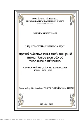 Một số giải pháp phát triển du lịh ở trung tâm du lịh ửa lò theo hướng bền vững