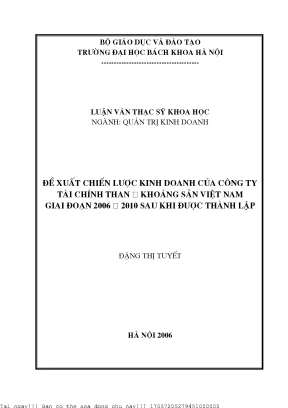 Đề xuất hiến lược kinh doanh của công ty tài chính than khoáng sản việt nam giai đoạn 2006 2010 sau khi được thành lập