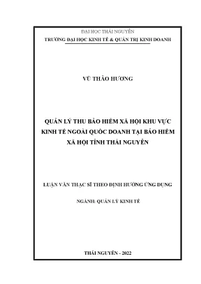 Quản lý thu bhxh khu vực kinh tế ngoài quốc doanh tại bhxh tỉnh thái 2 nguyên