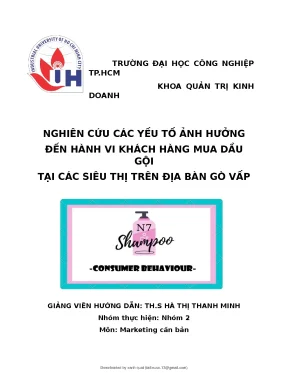 Nghiên cứu các yếu tố ảnh hưởngđến hành vi khách hàng mua dầu gộitại các siêu thị trên địa bàn gò vấp